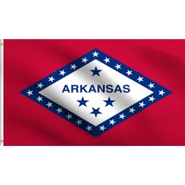 DMSE Arkansas State Little Rock Flag 3X5 Ft Foot 100% Polyester 100D Flag UV Resistant (3' X 5' Ft Foot)