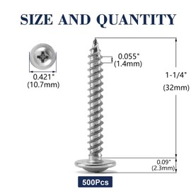 #8 x 1-1/4" Wood Screw 500Pcs 410 Stainless Steel Standard Thread Truss Head Fast Self Tapping by SG TZH