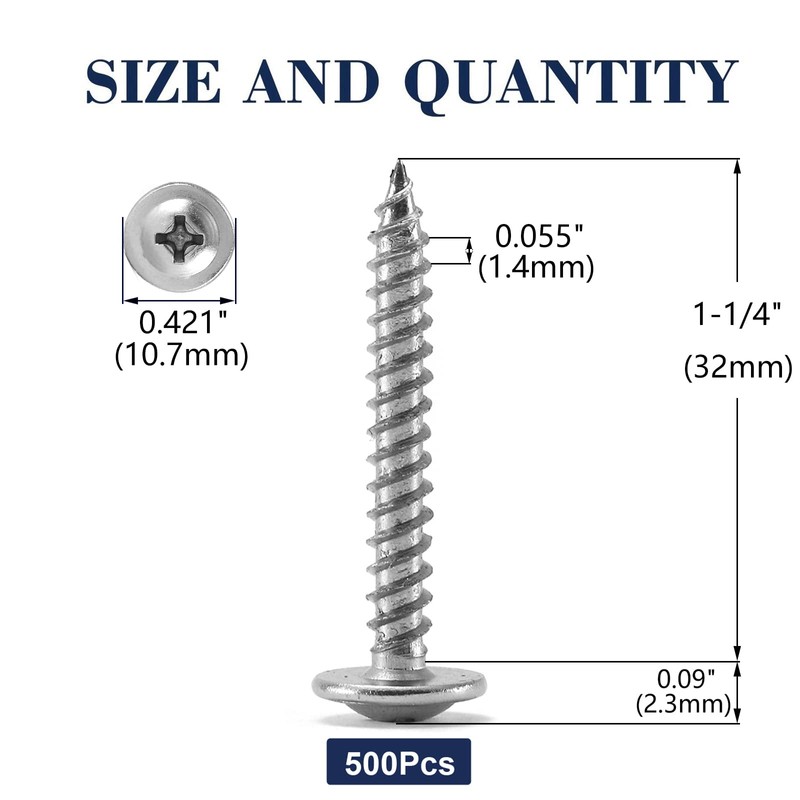 #8 x 1-1/4" Wood Screw 500Pcs 410 Stainless Steel Standard