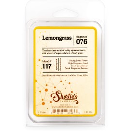 Shortie's Candle Company Lemongrass Wax Melts - Formula 117-1 Highly Scented 3 Oz. Bar - Made with Natural Oils - Fresh & Clean Air Freshener Cubes Collection