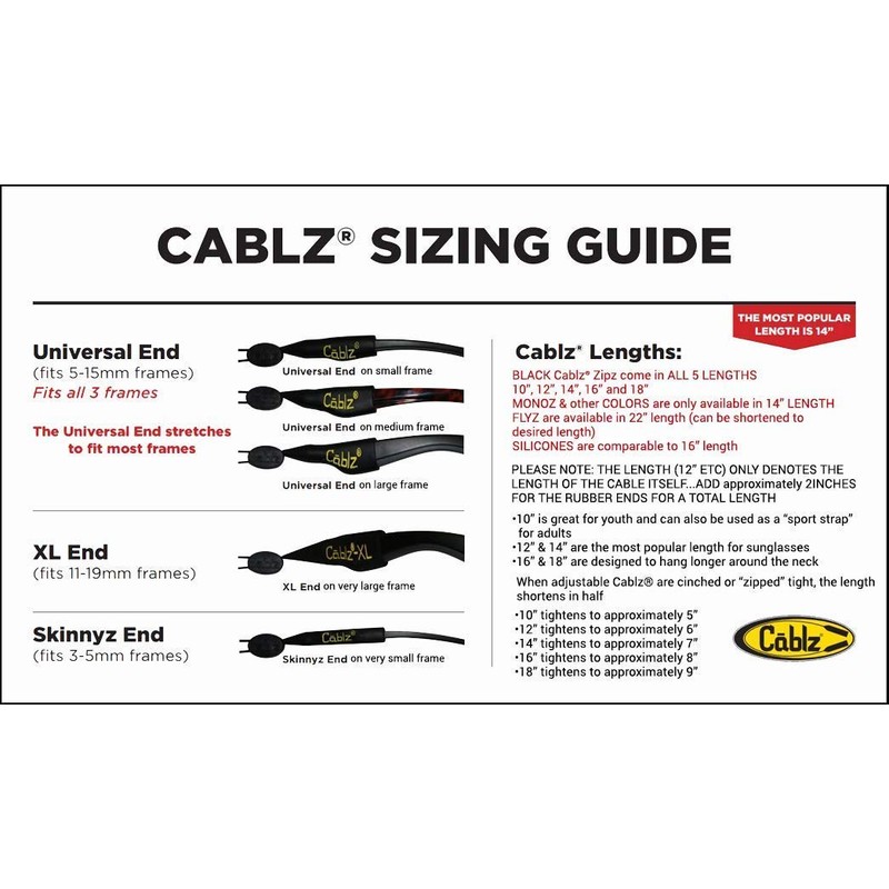 Cablz Skinnyz Zipz Eyewear Retainer | Black Stainless Cable Eyewear