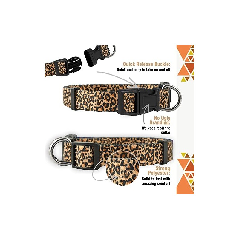 Collares de perro con estampado animal nativo (mediano, leopardo)