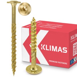 KLIMAS Wood Screws Torx, Flat Head Screws TX Yellow Screws, Flat Head Screws Wood, Flat Head, Screws Set Torx, Wood Screws Set Roof Construction Screws, 8 x 40 mm, 50 Pieces