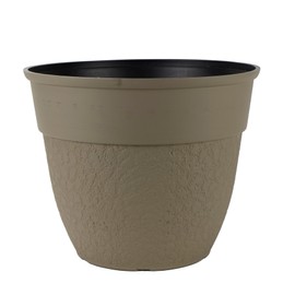 The HC Companies 16 Inch Brookhaven Decorative Round Planter - Lightweight Premium Resin Plant Pot with a Stonelike Texture for Indoor Outdoor Use, Taupe