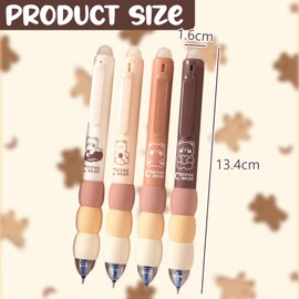 Erasable Gel Pens 4 Pcs, Gel Pens for Kids Adult Cute Bear Blue Gel Ink Pen Retractable 0.5mm | Cute Kids Student Stationery Rollerball Animal Pens | Smooth Writing Pens Office Gift School Supplies