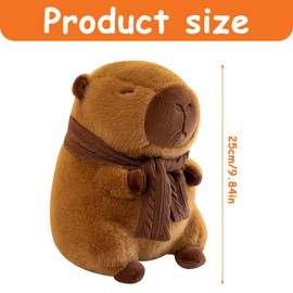 Mineup Capybara Plush Toy, Cute Realistic Soft Stuffed Capybara Toy, Capybara Plush Doll with Scarf, 25 cm Capybara Stuffed Toy Plush Doll, Capybara Plush Teddy for Kids Boys Girls Women