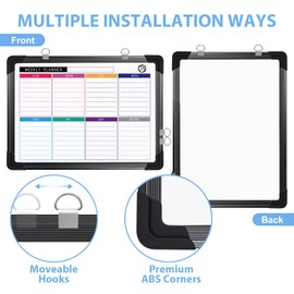 ARCOBIS Small Weekly Dry Erase Board for Wall, 12" x 16" Magnetic Calendar Whiteboard, Hanging Double-Sided White Board for Planning, Memo, to Do List, School, Home, Office, Black Frame