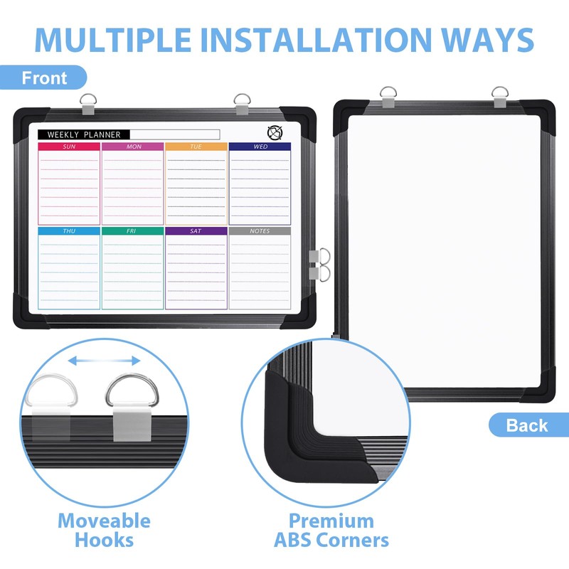 ARCOBIS Small Weekly Dry Erase Board for Wall, 12" x