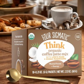 Mushroom Coffee Latte Mix With Lion'S Mane & Chaga, 10ct Box, Keto-Friendly, Dairy-Free, Vegan – Bundle With Golden Ss Spoon, Chaga Coffee Instant, Organic Mushroom Latte [Pack Of 3]