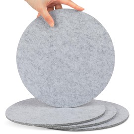 SOSMAR Pack of 4 Large Felt Coasters, Felt Underlay for Pots, Glasses, Plates and Pans, Round, Diameter 25 cm x 5 mm, Coasters, Felt Table Protectors, Place Mats (Light Grey)