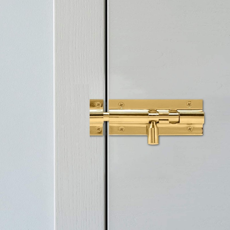 TERF Polished Brass Barrel Slide Lock 63mm [2.5''] Door Latch