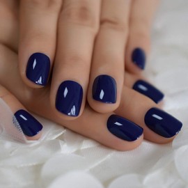CoolNail Pure Solid Royal Blue False Nail 24pcs/kit Squoval Fake Nails Press on Bright UV Gels Full Cover Candy Color Nail Art Tip