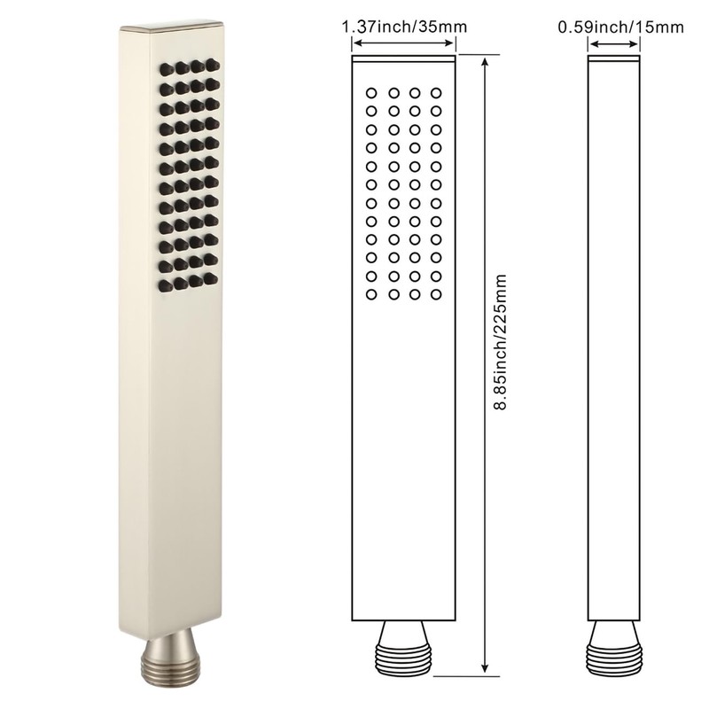 Asyas Solid Brass Brushed Nickel Hand Held Shower Sprayer Head