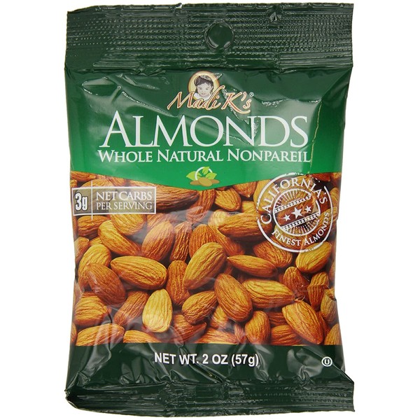 Madi K's Whole Natural Almonds, 2-Ounce Bags (Pack of 36)