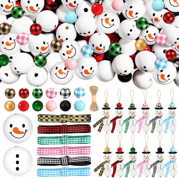 307 Pieces Christmas Snowman Wooden Beads Craft Project for Kids