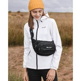 PELLIOT Fanny Pack for Women Men CrossBody Belt Bag Multi Pockets Waist Pack Water Repellent Adjustable Sling Bag for Hiking Running Cyling Traveling Outdoor Black