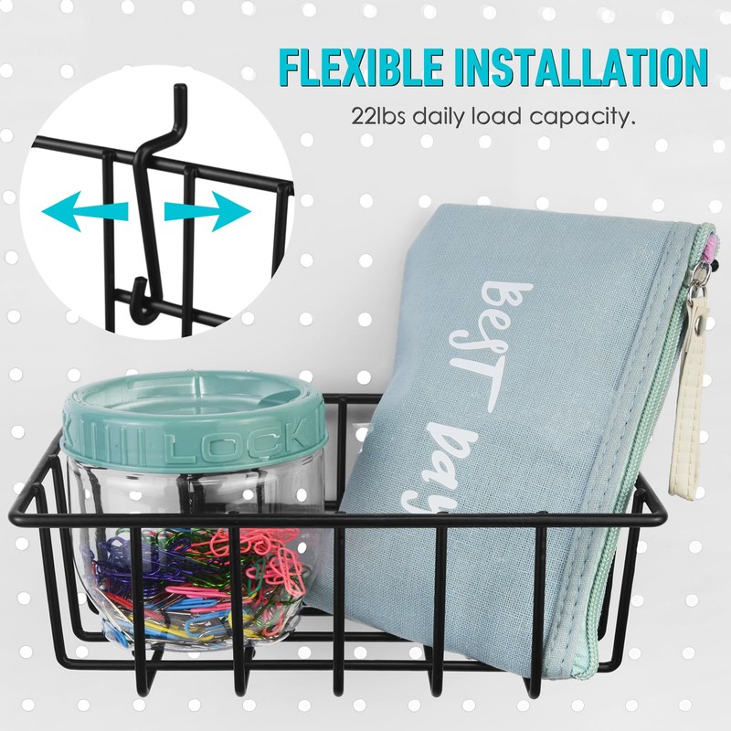 G.CORE Pegboard Bins Baskets Organizer with Peg Board Hooks Cups