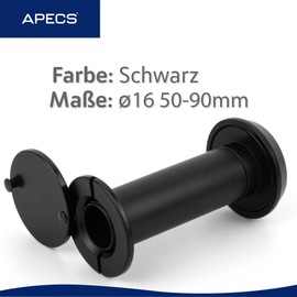 APECS Door Viewer with Privacy Screen for Door 50-90 mm Hole Diameter 16 mm Colour Black Door Viewer Cover Model 6016/50-90-BLM