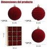 Bolas Navideñas de Terciopelo 12 PCS, Esferas 6 CM para