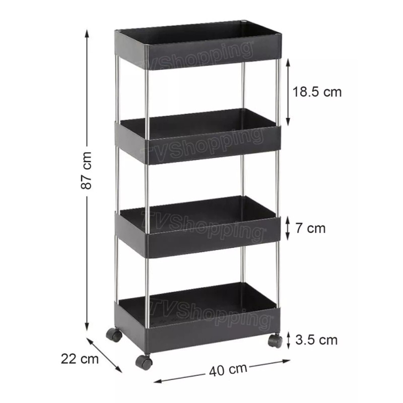 #TVShopping Carro Organizador De Almacenamiento Con Ruedas De 4 Niveles