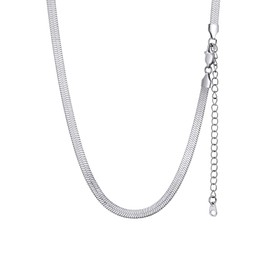 Women's Flat Snake Chain Necklace Stainless Steel in 3 mm 5 mm Flat Snake Choker Simple Necklace without Pendant Multi Layer Suitable in Silver/Gold/Rose Gold with 32 cm/38 cm/46 cm + 9 cm Chain,