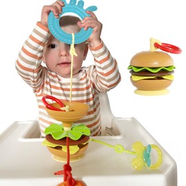 Aprilwolf Aprilwolf Hamburger Suction Cup Toys Holder for High Chair, Stroller Toys for Babies 6-12 Months & Toddlers, 3 Tethers Keep from Falling, Great for Restaurant and Travel