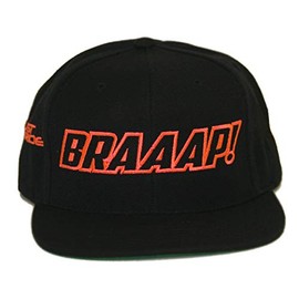 JUST RIDE Braaap Hat Flat Bill Snapback Motocross Moto MX (Black-Orange)