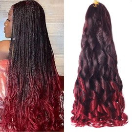 8Packs French Curly Braiding Hair 22 Inch Loose Wave Curly Braiding Hair Extensions Crochet Hair Synthetic Hair Extensions for Braiding Pre Stretched Braiding Hair(TBUG)