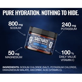 Saltivate Unflavored Electrolytes - 90 Servings Unflavored Electrolyte Powder, Unsweetened Electrolytes for Hydration - Zero Calories & Carbs, Keto, Vegan, Paleo & Carnivore Friendly, Made in USA
