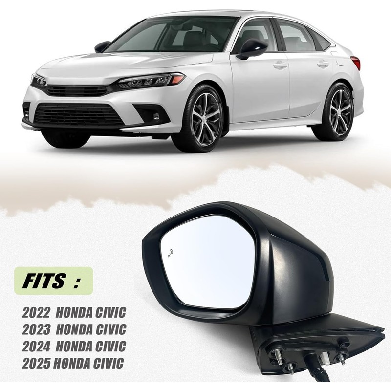 Left Driver Side Mirror Fits 2022-2026 HONDA CIVIC Sedan/Hatchback With