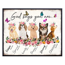 God Says You Are Dog Wall Decor - Bible Verses, Psalms, Scripture Wall Art - Christian Inspirational Encouragement Gifts for Women - Catholic Religious Gifts- Positive Motivational Quotes - Boho Decor