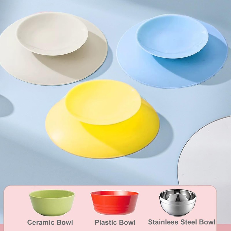 3-Piece Tableware Suction Cups,Double Sided Tableware Fixing Pad for Plate