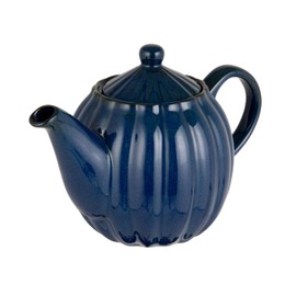 Creative Co-Op 34-Ounce Stoneware Ribbed Teapots with Reactive Glaze, Blue