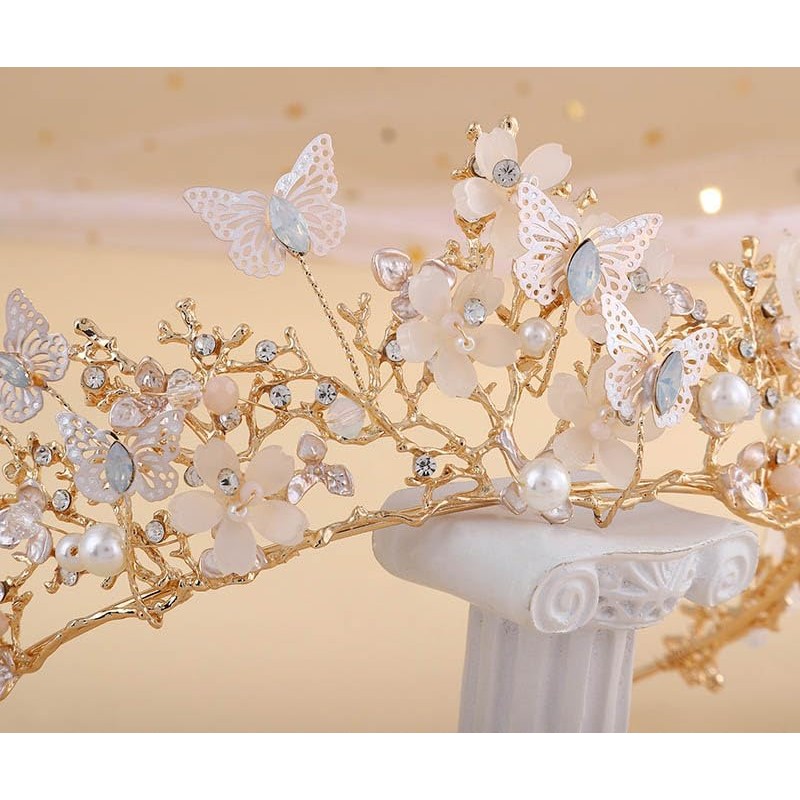 Kisshine Bride Wedding Flower Crowns and Tiaras Bridal Butterfly Tiara