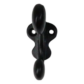 Ebros Gift Pack Of 4 Cast Iron Black Traditional School House Double Peg Wall Hooks Accent