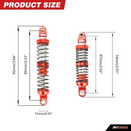 RCAWD 7075 80mm RC Shocks Universal for 1/10 RC Crawler Upgrades, Shock Absorber Dampers with Spring for SCX10 I II III Pro 90046 AXI231017 TRX4 TRX6 Redcat D90 MST Red