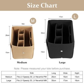 flintronic Felt Handbag Organiser, Tote Bag Organiser Insert Handbag with Multi-Compartment, Large Capacity Women Travel Makeup Organizer Storage Pouch, Black-L