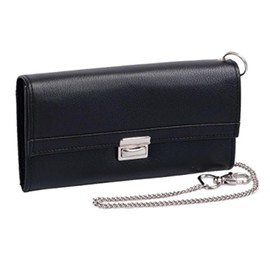 TOSCANA Leather Waiter's Wallet (161B) Taxi Wallet Gastro Waiter's Bag with Chain, black, Classic