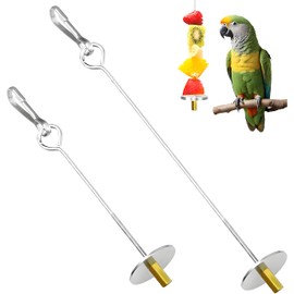 Pack of 2 Bird Skewers Parrot Skewer Feeder Stainless Steel Chicken Vegetable Skewer Fruit Holder Bird Vegetable Skewer Fruit Feeder Toy for Budgies, Parakeets, Cockatiels DE (22 cm)