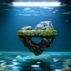 Aquarium Floating Island Decorations,Floating Fish Tank Decorations,Fisherman Aquarium Decor Island,for