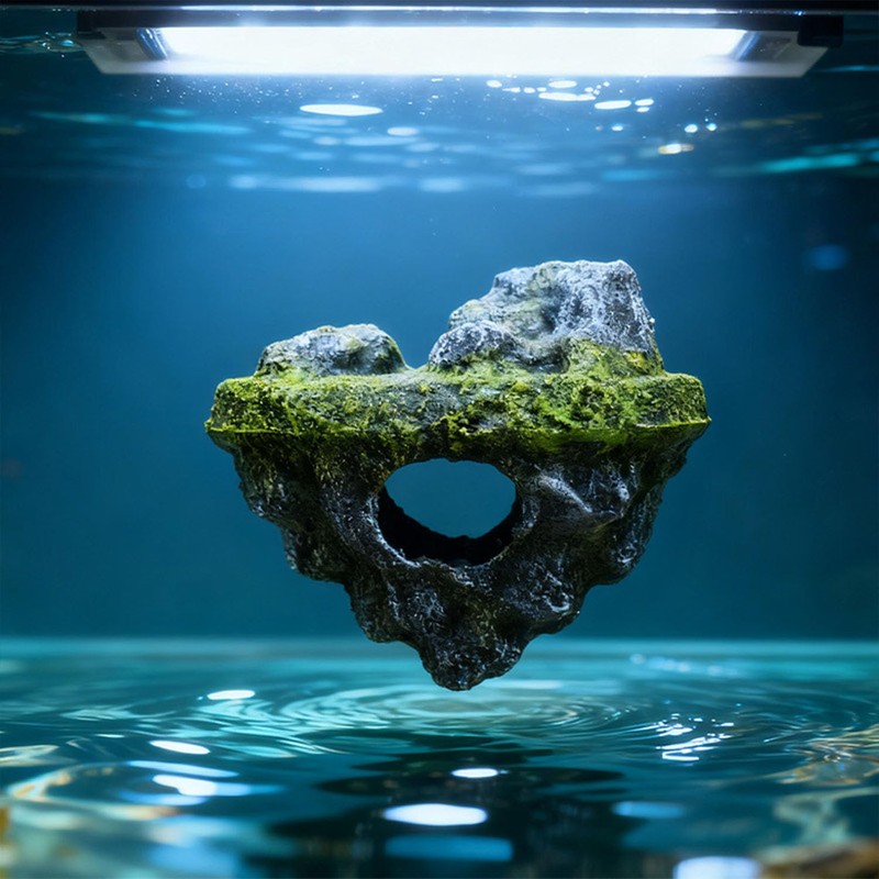 Aquarium Floating Island Decorations,Floating Fish Tank Decorations,Fisherman Aquarium Decor Island,for