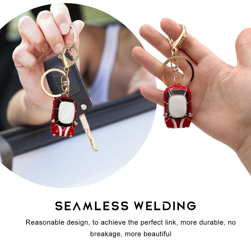 FSTURIOS Car Keychain, 3D Cooper Car Model Key Chain Decorated