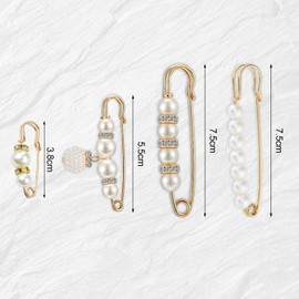 Harewu 8 Pcs Pearl Brooch Pins,Safety Pins for Clothing Dress pants skirt Cardigan Collar，Faux Pearl Rhinestones Brooches for Women Girls Pants Extender Safety Pins(set-B)