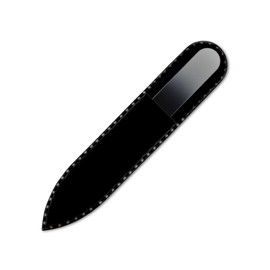 Mont Bleu Coloured Glass Nail File, in Black Velvet Case, Small and Handy Genuine, Tempered Glass, from the Czech Republic white black