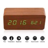 Wooden Digital Alarm Clock, Quiet LED Display, Adjustable Brightness/Sound Control,