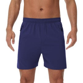 Blaosn - Pantalones cortos deportivos para hombre, para gimnasio, deporte, entrenamiento, golf, senderismo, 9/7/5 pulgadas, baloncesto, pantalones cortos casuales de verano, marino, X-Large