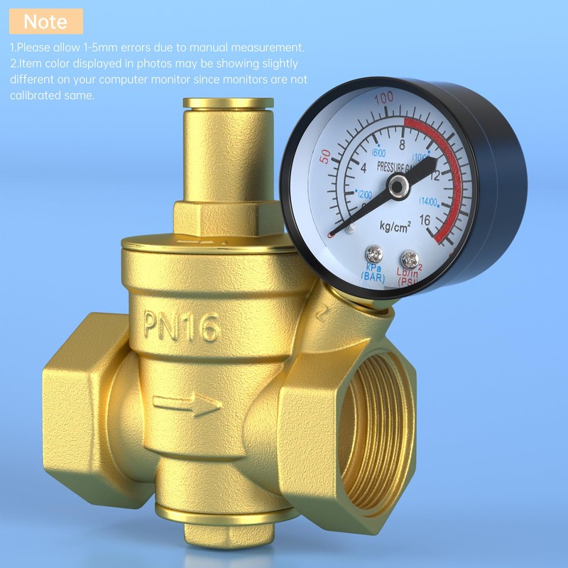 Areyourshop DN25 1" Brass Adjustable Water Pressure Reducing Regulator Valves