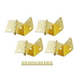 QCAA Durable Steel Semi-Concealed Hinge for Box, Chest & Cabinet, 1-1/2" Width x 1.2 mm Thickness, Brass Plated, 4 Pack, Made in Taiwan