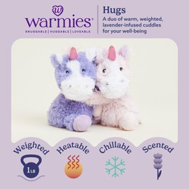 warmies Hugs Duo, Microwavable & Weighted Stuffed Animals, Unicorn - Heated Stuffed Animal Plushie for Warmth & Comfort - Cute Soft Plush Toys for Adults & Children (Boys, Girls, Babies & Toddlers)