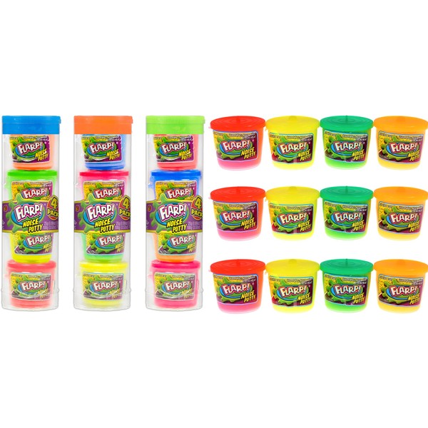JA-RU Mini Noise Putty w/Plastic Containers (3 Pack, 12 Putty Toys) Slime Party Favors Silly Noise Putty for Kids, Boys & Girls. Stress Relief Sensory Fidget Toys. Bulk Goodie Bag Stuffers. 336-3p
